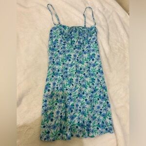 summary blue/green floral mini dress forever 21